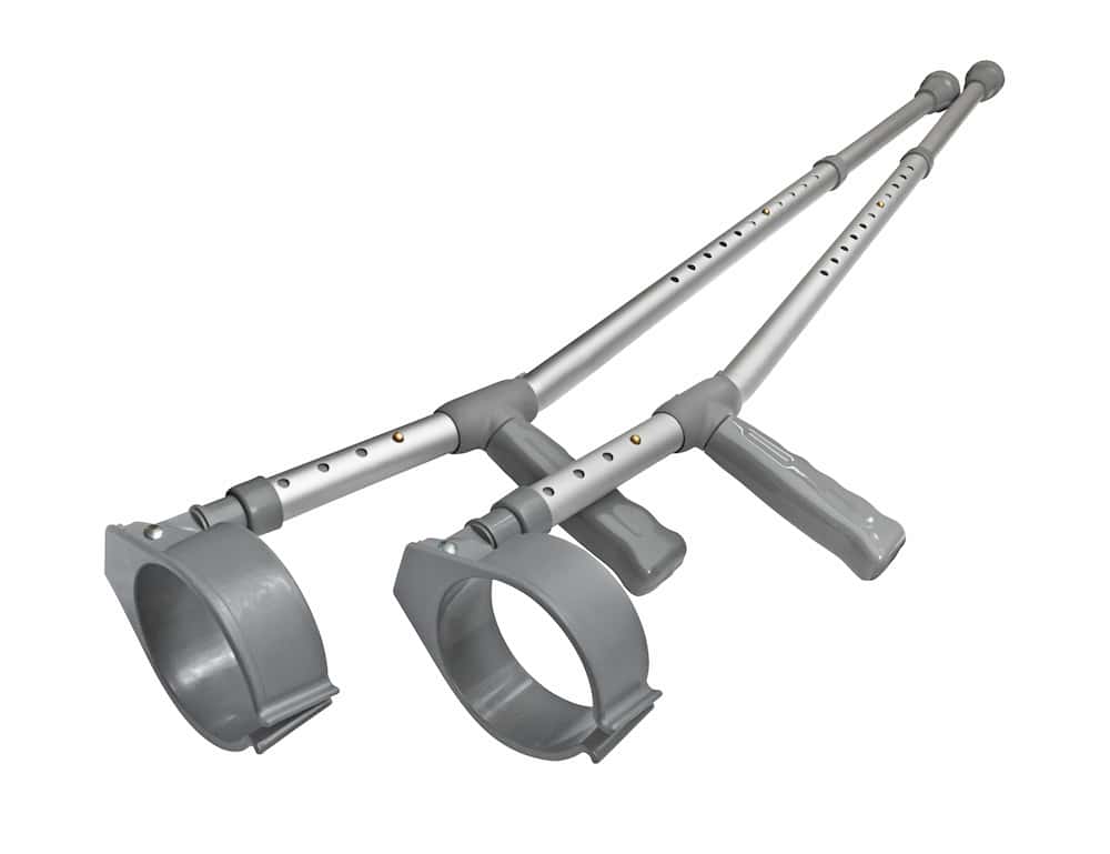 Two walking aid crutches